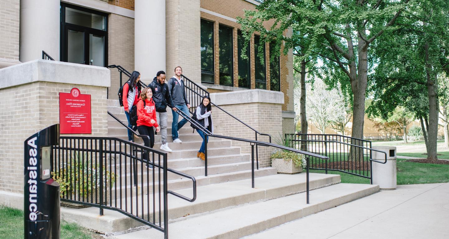 students walking out of class