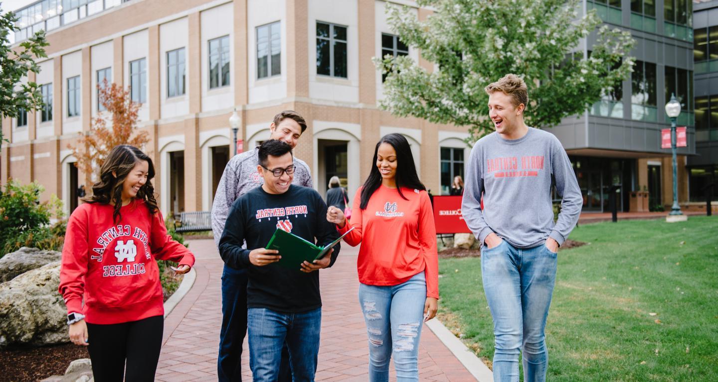 students walking on campus